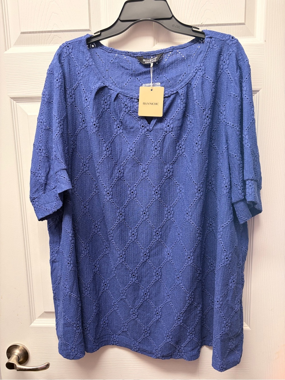 BloomChic Blue Eyelet Knit Tunic